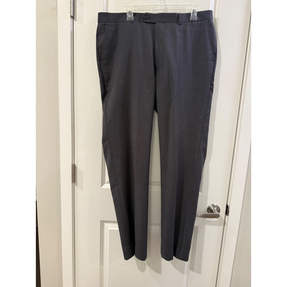 Tiglio Luxe Novello Suit Pants Mens 38L Charcoal Gray Virgin Wool Dress Slacks